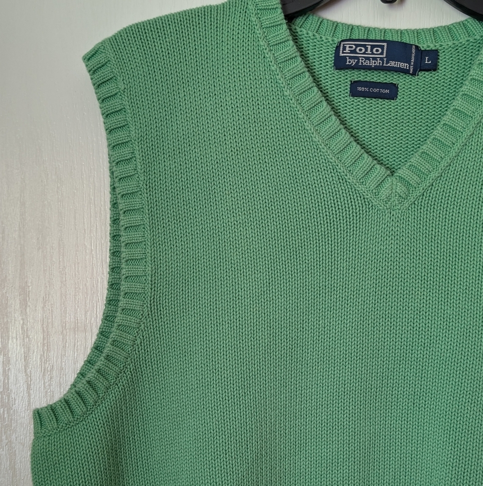 Ralph Lauren Polo Green Sleeveless Sweater Vest. Size Large - Picture 4 of 8